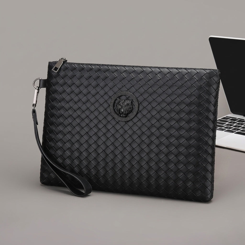 Men's Woven Tiger Head Clutch Bag