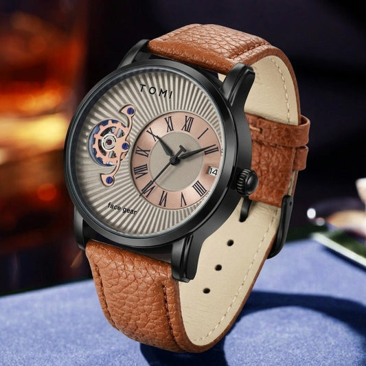 TOMI T-104 Face gear dual strap luxury men's watch
