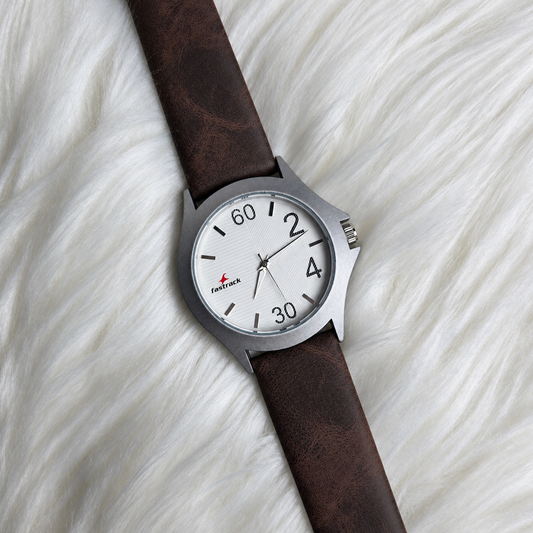 Fastrack LM45 Men's Watch (White:Brown)