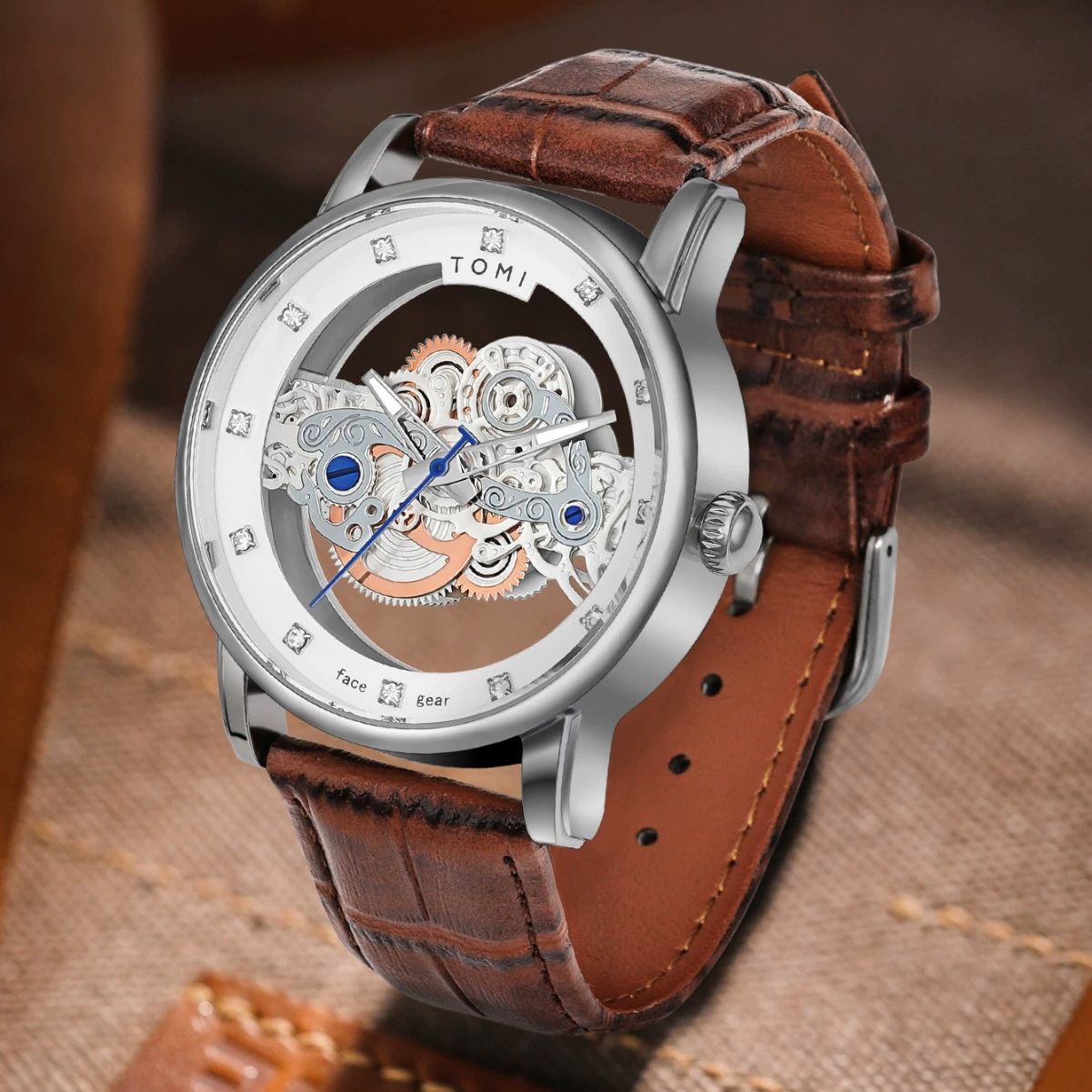 TOMI T-102 Face gear dual strap luxury men's watch