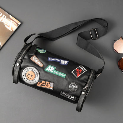 Retro Vibe Patchwork Barrel Bag