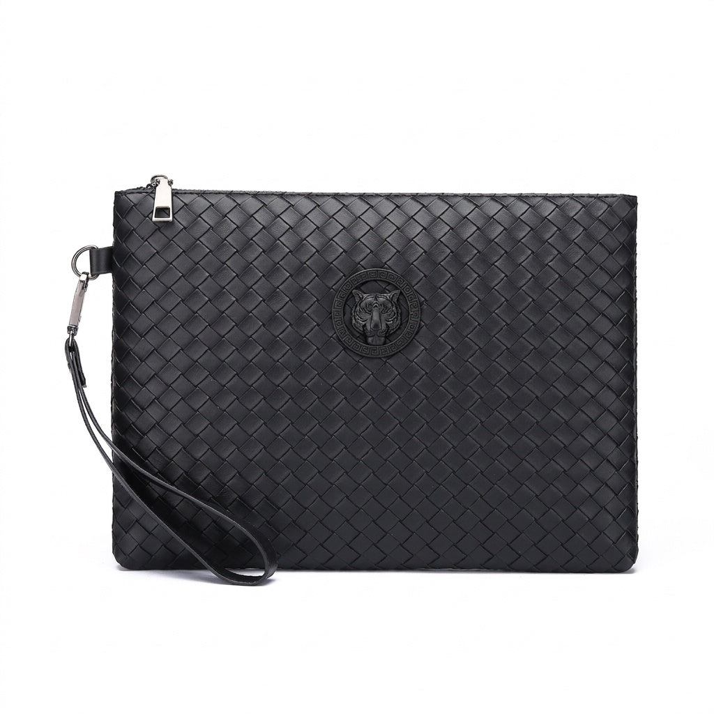 Men's Woven Tiger Head Clutch Bag