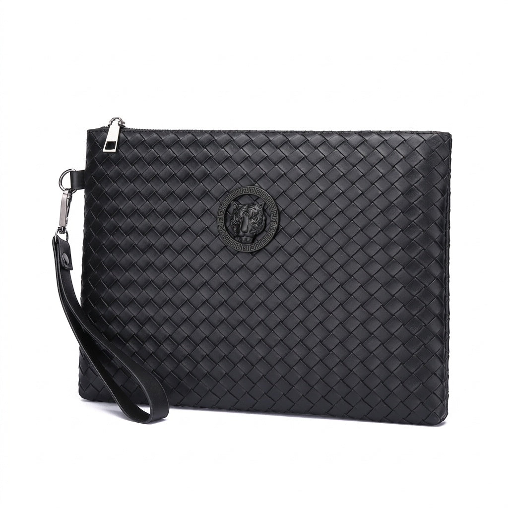 Men's Woven Tiger Head Clutch Bag