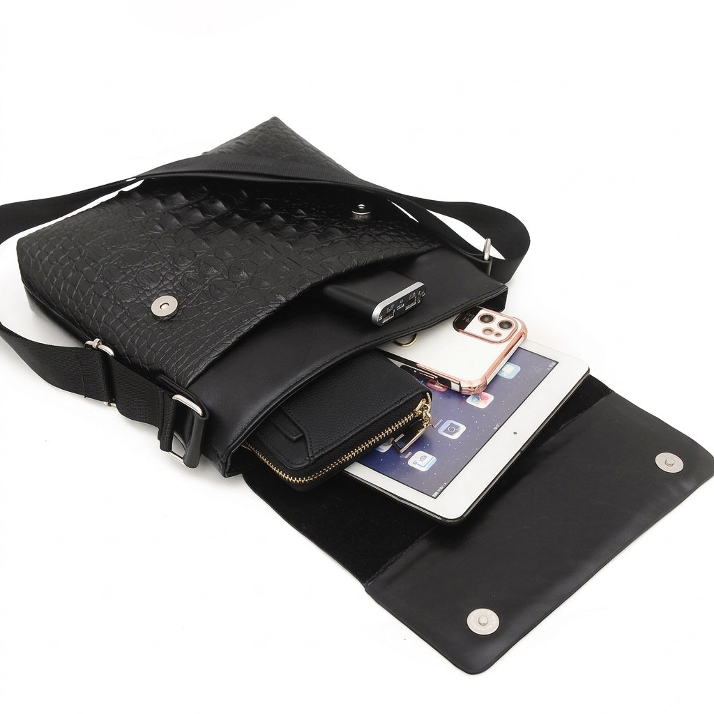 Executive Crocodile Pattern Shoulder Bag