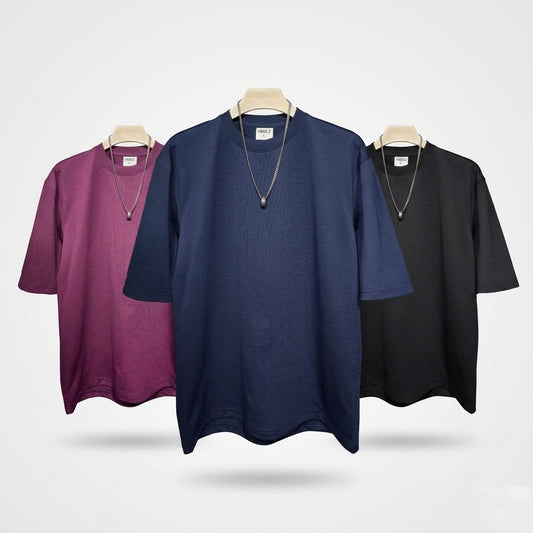 DROP SHOULDER T-SHIRT COMBO (BLUE,BLACK,MAROON)