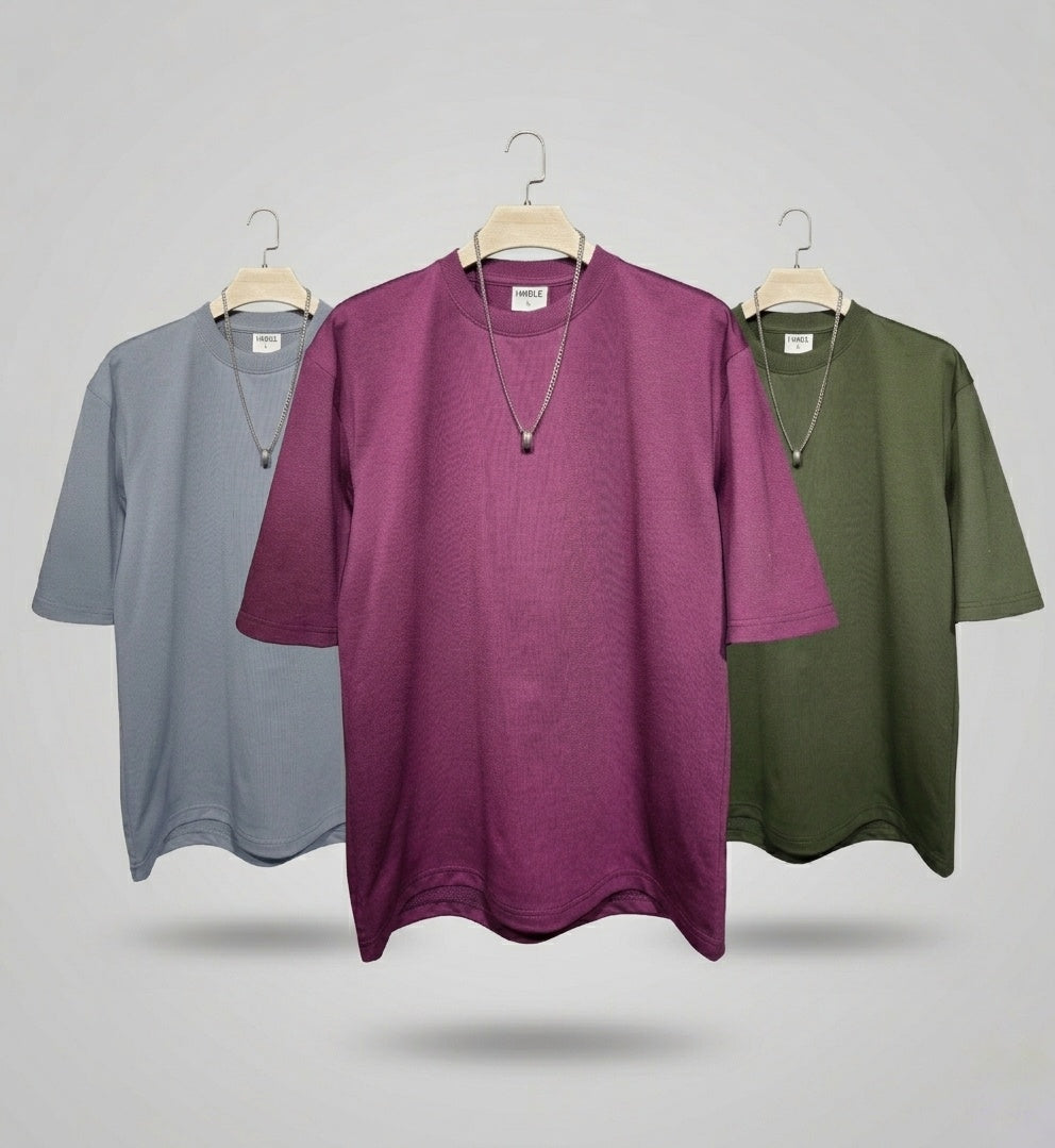 DROP SHOULDER T-SHIRT COMBO (GRAY,MAROON,DARK OLIVE)