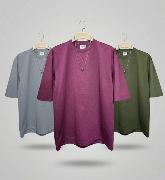 DROP SHOULDER T-SHIRT COMBO (GRAY,MAROON,DARK OLIVE)