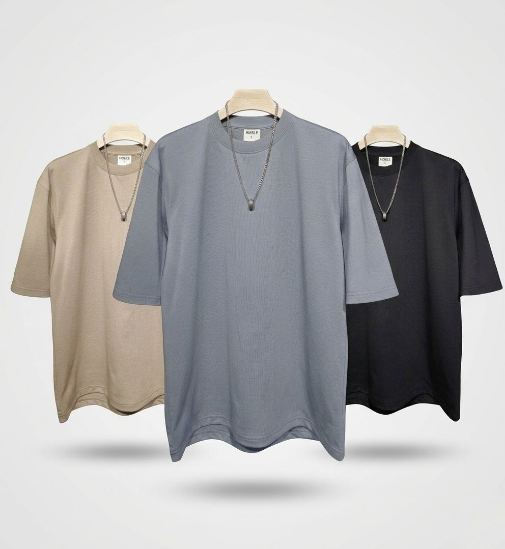 DROP SHOULDER T-SHIRT COMBO (BLACK,GRAY,BEIGE)