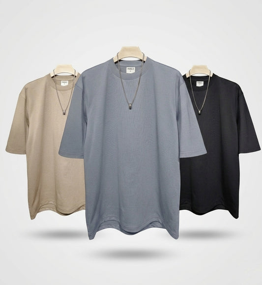 DROP SHOULDER T-SHIRT COMBO (BLACK,GRAY,BEIGE)