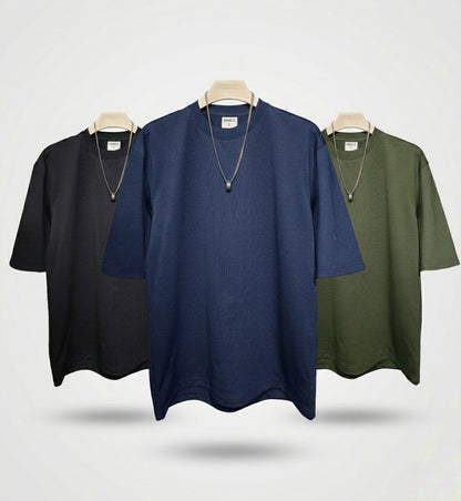 DROP SHOULDER T-SHIRT COMBO (BLACK,BLUE,DARK OLIVE)
