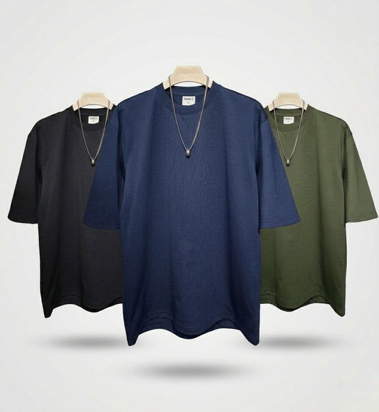 DROP SHOULDER T-SHIRT COMBO (BLACK,BLUE,DARK OLIVE)