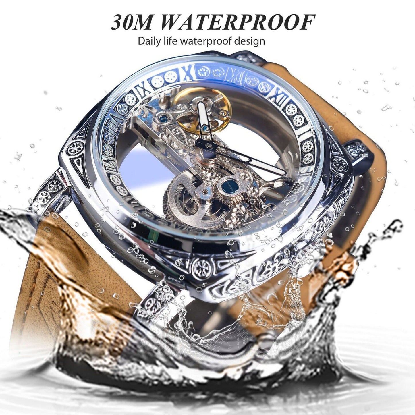 New forsining men's fashion retro carved hollow automatic mechanical watch