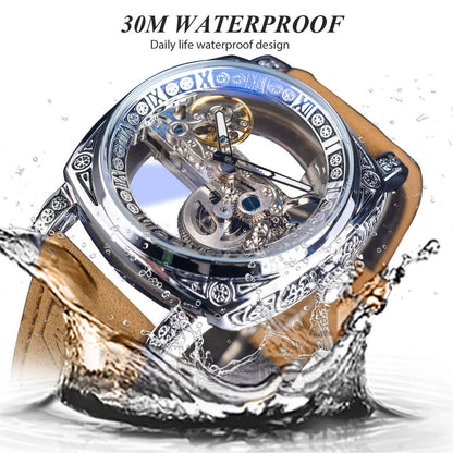 New forsining men's fashion retro carved hollow automatic mechanical watch