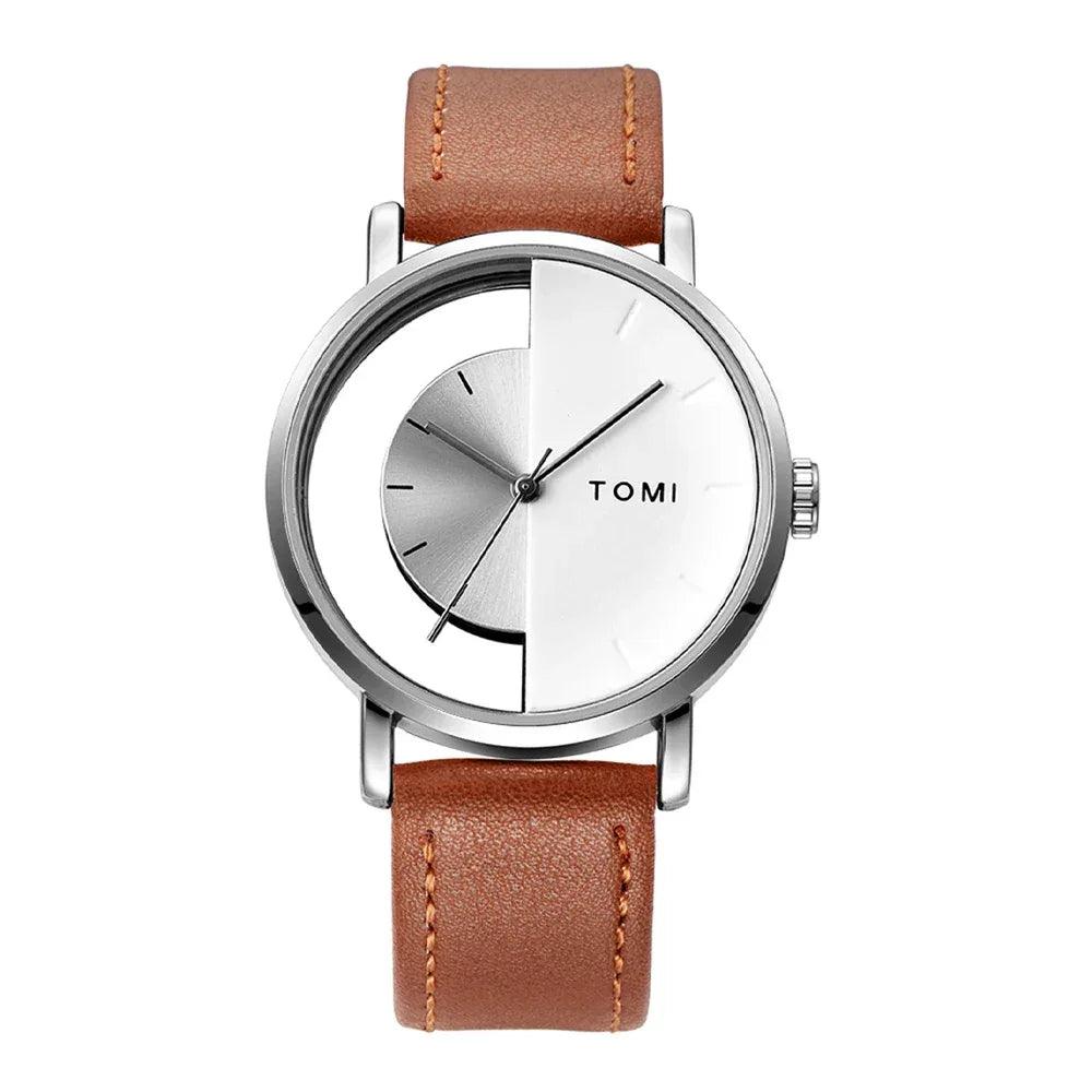 TOMI T-080 hollow design half-transparent quartz watch