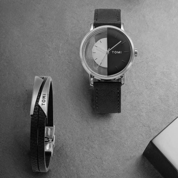 TOMI T-080 men's quartz watch with bracelet