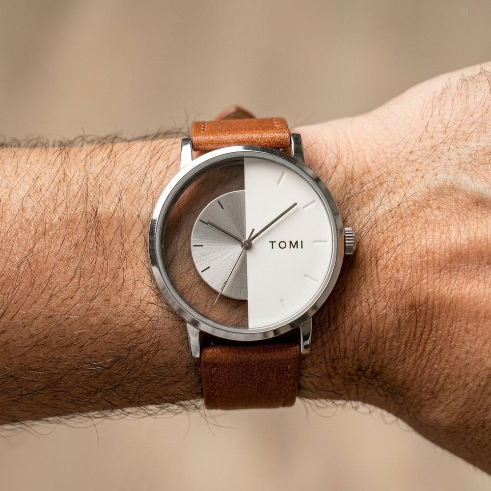 TOMI T-080 hollow design half-transparent quartz watch