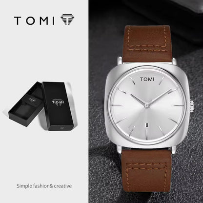 TOMI T-084 men's quartz watch silver dial
