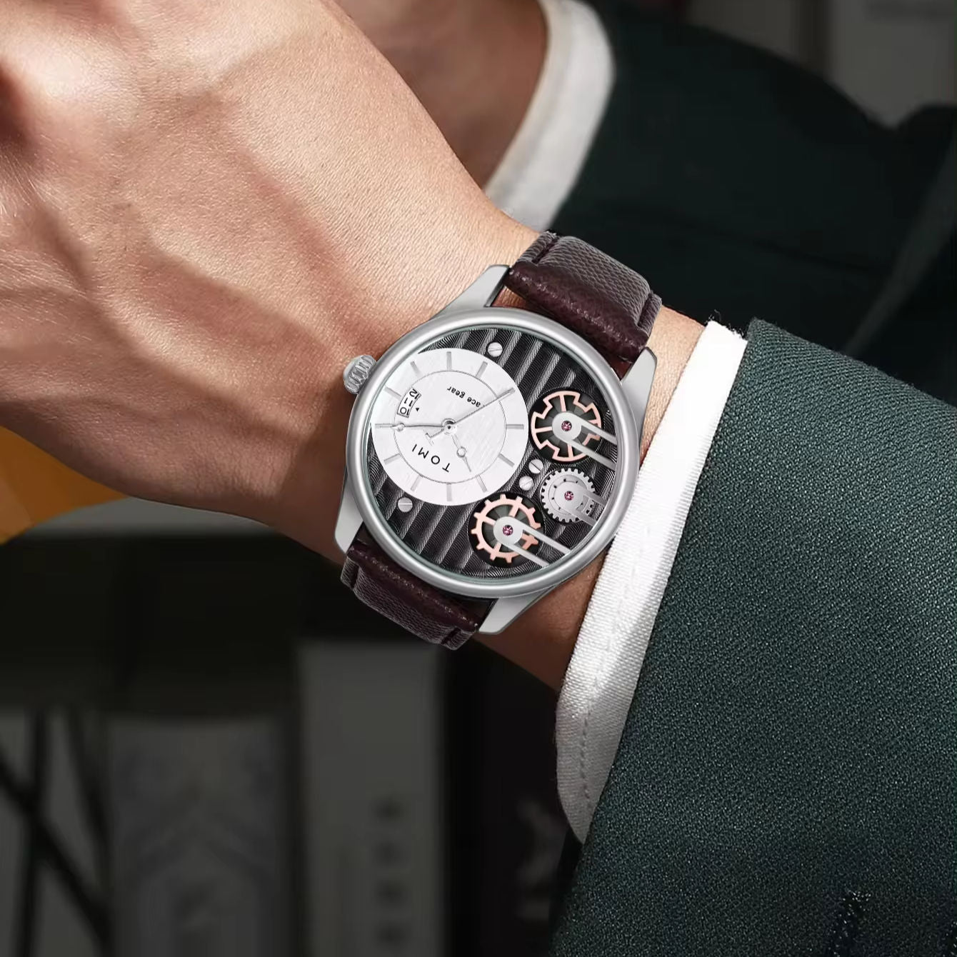 TOMI  T-106 Face Gear dual strap men's watch