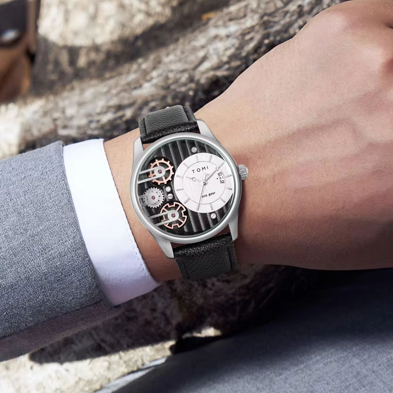 TOMI  T-106 Face Gear dual strap men's watch