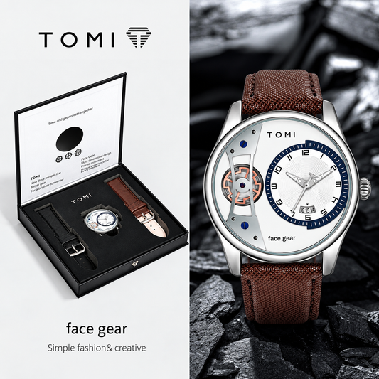 TOMI T-105 Face Gear dual strap luxury men's watch