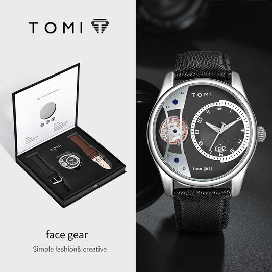 TOMI T-105 Face Gear dual strap luxury men's watch
